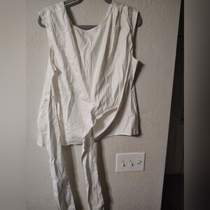 Express extra large white tank shirt with tie in front